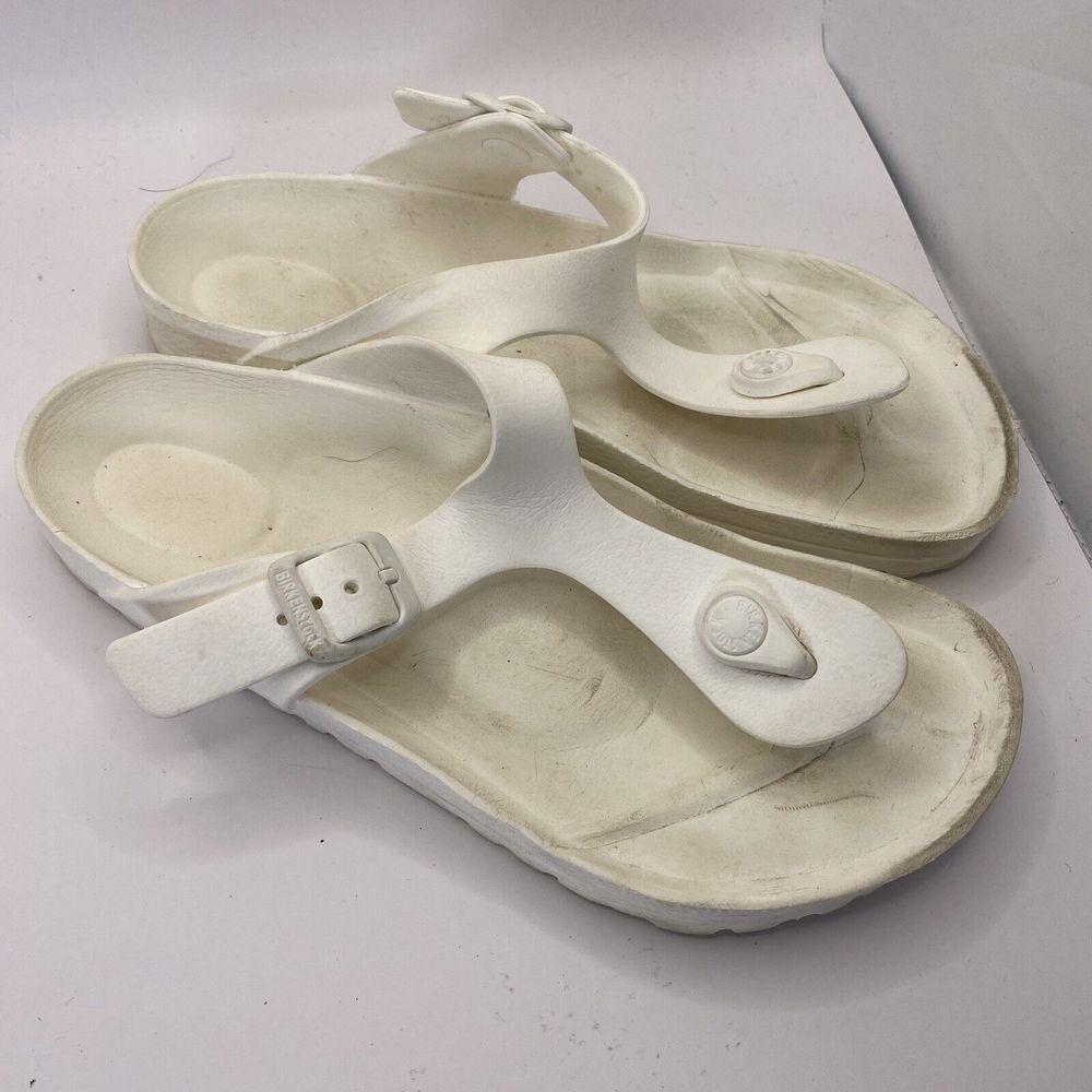 Birkenstock White Gizeh EVA Rubber Toe Sandals Slides Shoes Women's Size 36 US 5